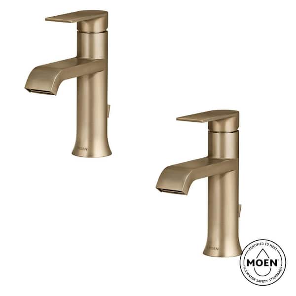 Genta Single Hole Single Handle Bathroom Faucet in Bronze Gold (2-pack)