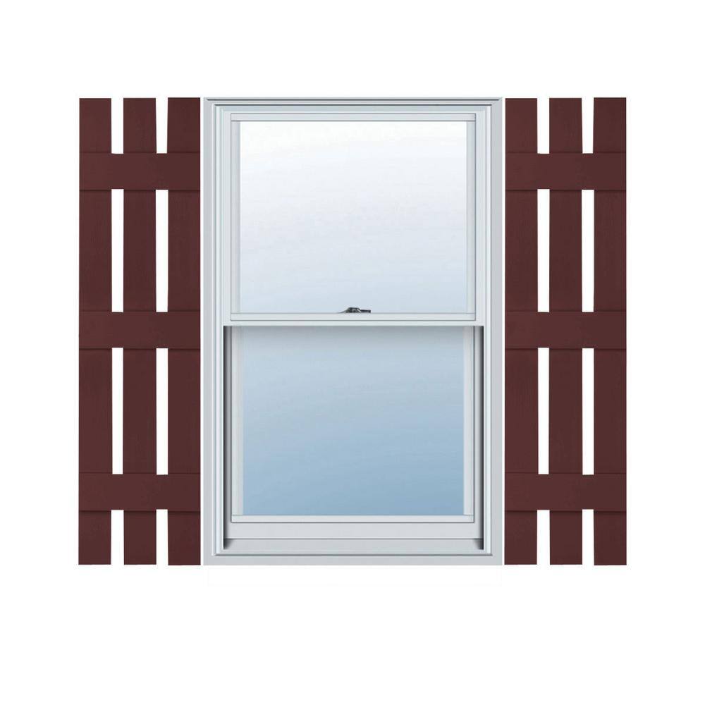 Bordeaux Vinyl Board and Batten Decorative Shutters, 12"W x 58"H