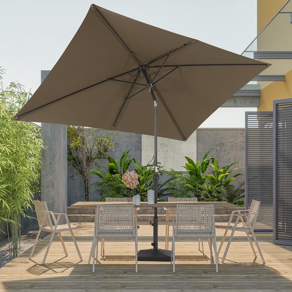 JOYESERY 10 ft. x 6.5 ft. Outdoor Umbrellas Patio Market Table Outside Umbrellas Nonfading Canopy and Sturdy Ribs, Taupe