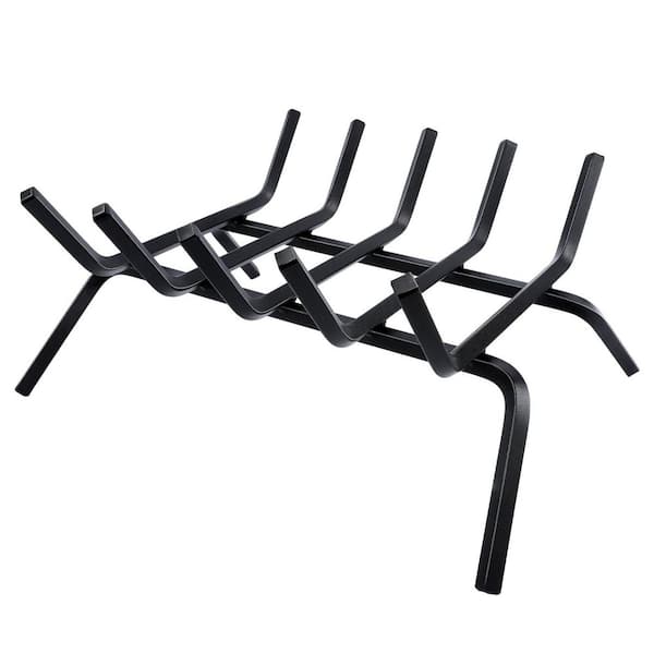 18 in. Fireplace Log Holder, Solid Cast Iron Firewood Log Rack, Fireplace Accessory, Fire Pit Kindling Fireplace Tools