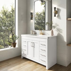 Westcourt 49 in. W x 22 in. D x 37 in. H Single Sink Freestanding Bath Vanity in White with White Cultured Marble Top