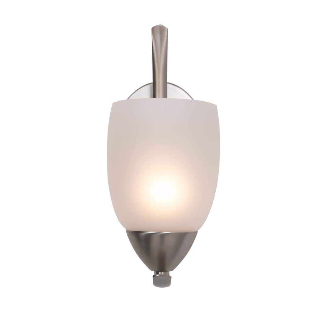 Mirror Lake Brushed Nickel Vanity Wall Sconce with White Glass Shade