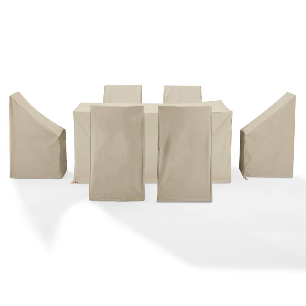 Tan Heavy Gauge Vinyl 7-Piece Outdoor Furniture Cover Set