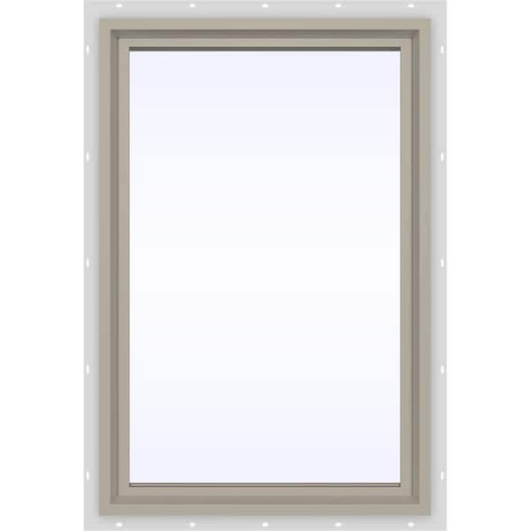 JELD-WEN 23.5 in. x 29.5 in. V-4500 Series Desert Sand Painted Vinyl Picture Window w/ Low-E 366 Glass