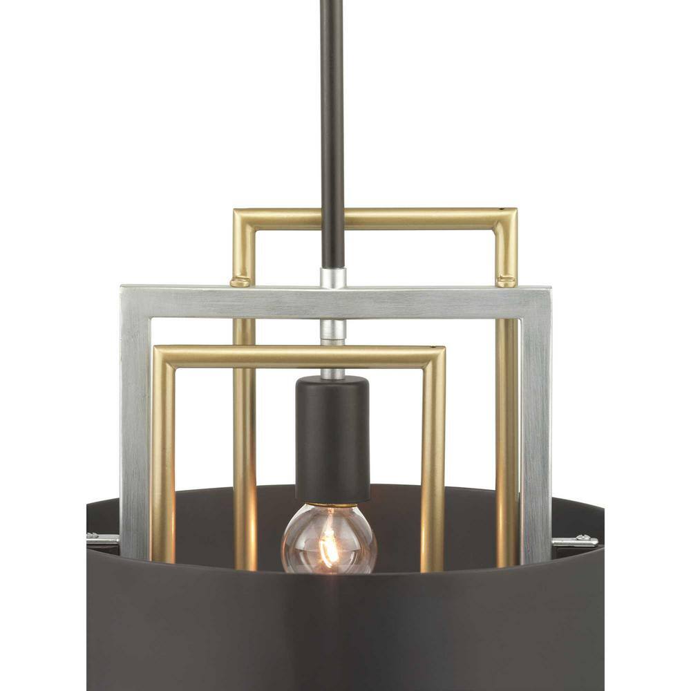 Adagio Mini LED Pendant in Matte Black with Geometric Glass Accents