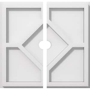 1 in. P X 3-1/2 in. C X 10 in. OD X 1 in. ID Embry Architectural Grade PVC Contemporary Ceiling Medallion, Two Piece
