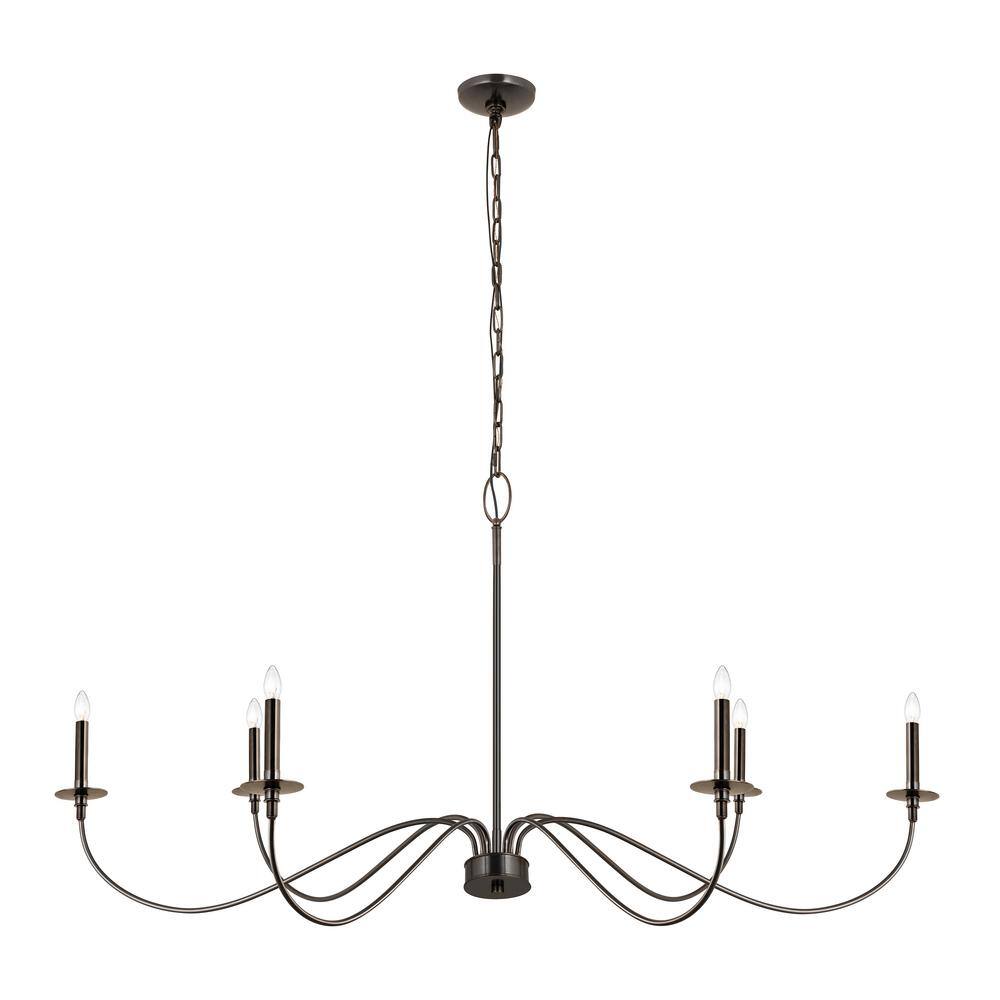 Arrington 63" Plated Bronze 6-Light Chandelier