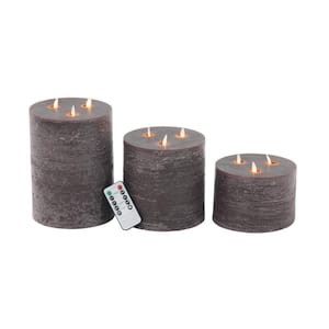 Brown Flameless Candle with Remote Control (Set of 3)
