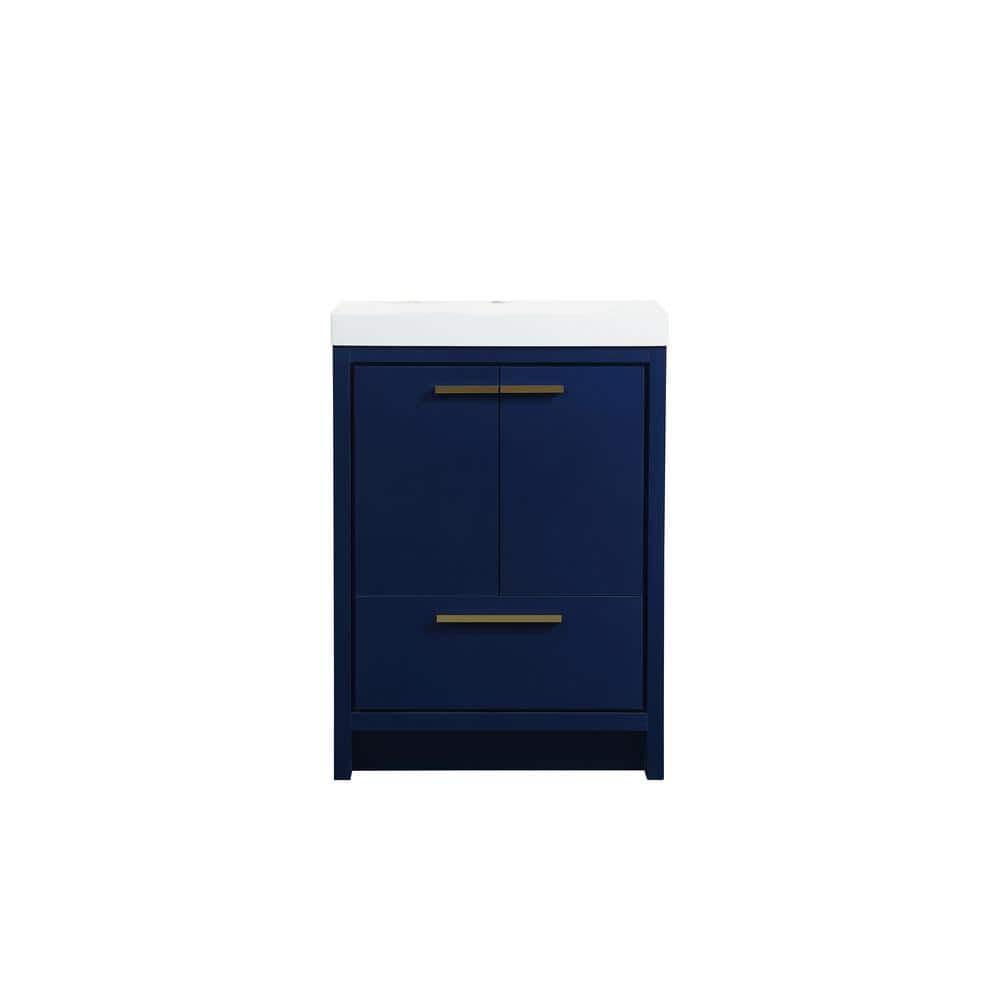 Simply Living 24 in. Single Bathroom Vanity in Blue with Resin Vanity Top i