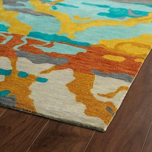 Brushstrokes Teal 5 ft. x 8 ft. Area Rug