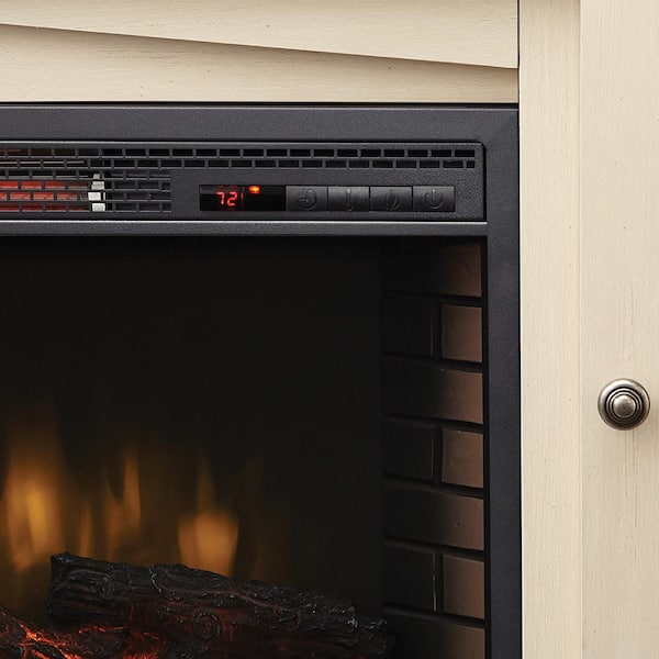 Home Decorators Collection - Avondale Grove 59 in. TV Stand Infrared Electric Fireplace in Aged White