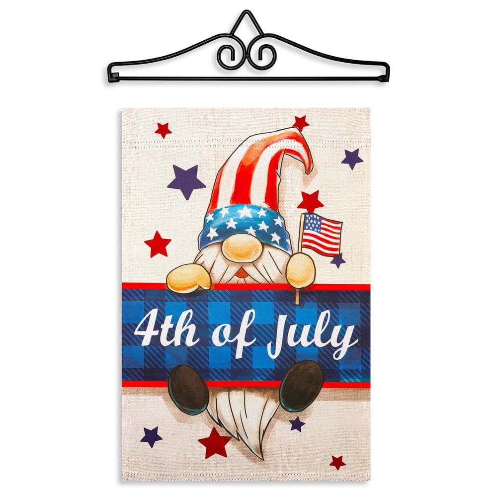 1 ft. x 1.5 ft. Polyester 4th of July Gnome 2-Sided Garden Flag with 1.2 ft. Black Iron Hanger price history on PriceWatchPro