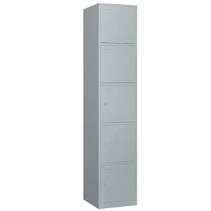 5-Tier Metal Locker for Gym, School, Office, Metal Storage Locker Cabinets with 5 Doors in Grey for Employees