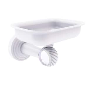 Pacific Beach Collection Wall Mounted Soap Dish Holder with Twisted Accents in Matte White