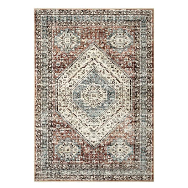 Garvee Taupe 6 ft. x 9 ft. Modern Persian Vintage Area Rug