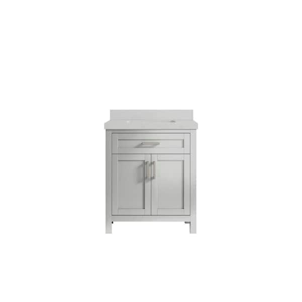 Willow Collections Cambridge 30 in. W x 22 in. D x 36 in. H Bath Vanity in Gray with 2 in Carrara Quartz Top