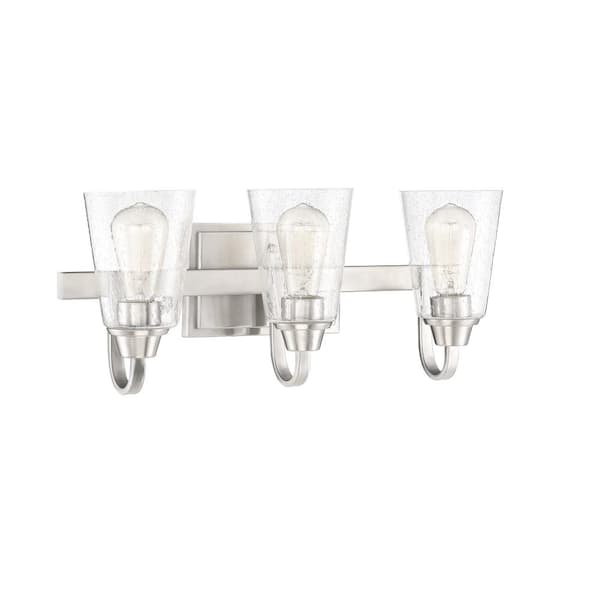 CRAFTMADE Grace 21 in. 3-Light Brushed Polished Nickel Finish Vanity Light with Seeded Glass