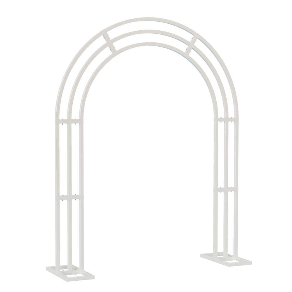 102.3 in. x 78.7 in. Elegant Arch Arbor White Metal Garden Party Wedding De