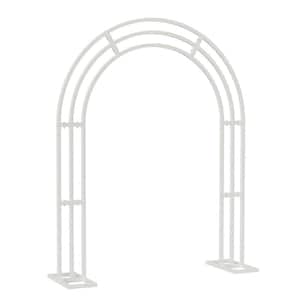 102.3 in. x 78.7 in. Elegant Arch Arbor White Metal Garden Party Wedding Decoration for Climbing Plants Flowers