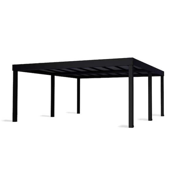 Oslo 20 ft. x 20 ft. Black/Gray Opaque Double Carport