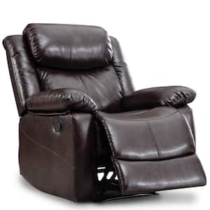 PU Leather Reclining Living Room Sofa, Manual Recliner Chair for Living Room - Brown(1-Seat)
