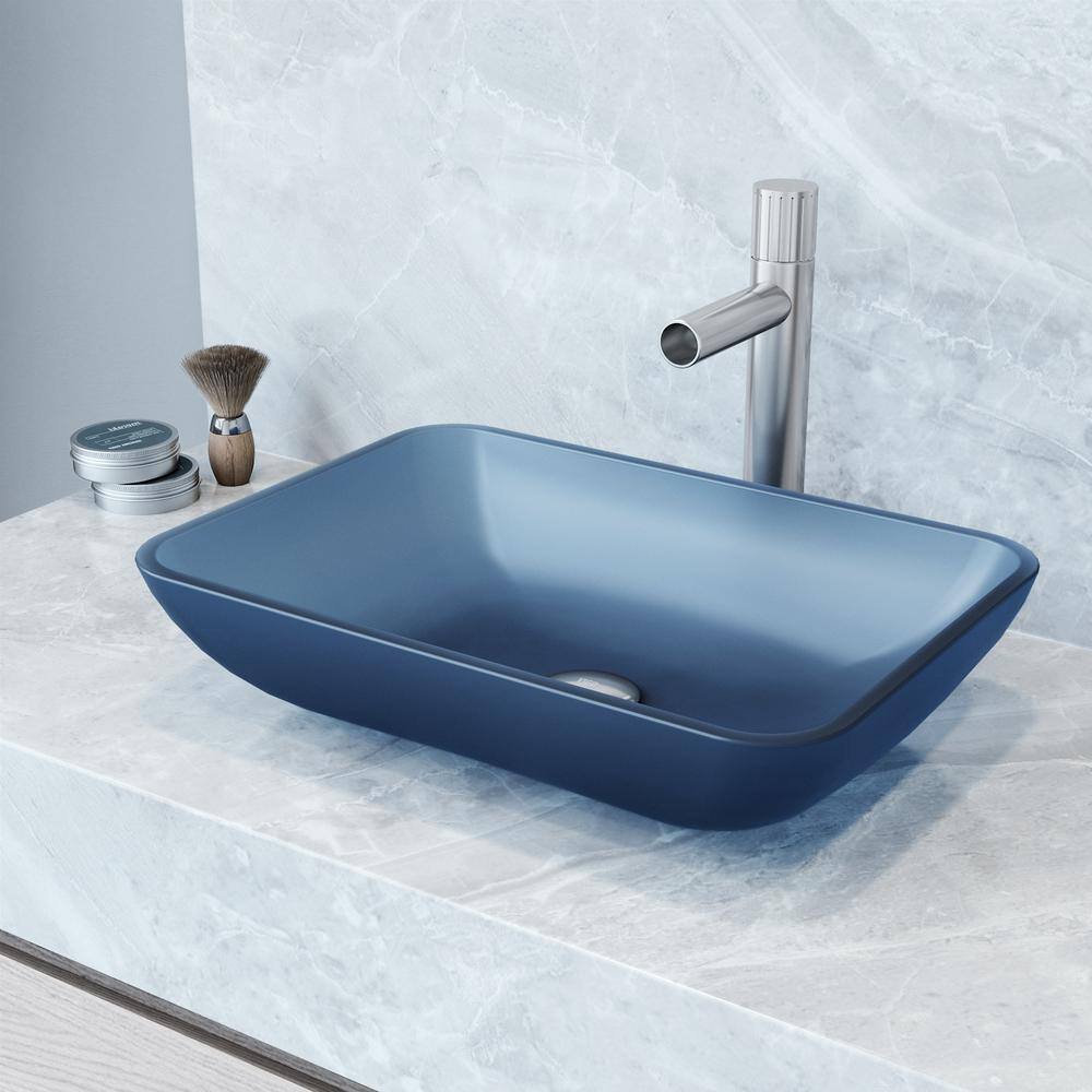 Royal Blue Rectangular Glass Vessel Bathroom Sink