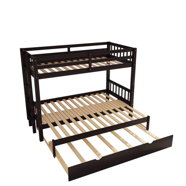 Brown Twin Over Pull-out Bunk Bed With Trundle Lc-953076 - The Home Depot