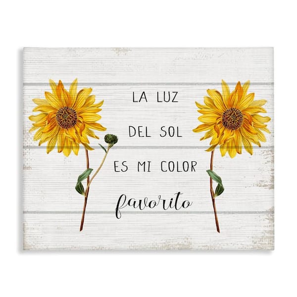 Stupell Industries Sunflower Favorite Color by Lil' Rue Gallery Wrapped Unframed Typography Graphic Art Print 36 in. x 48 in.
