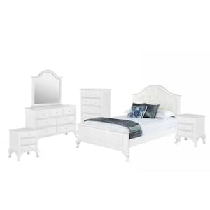 Jenna 6-Piece White Full Panel Bedroom Set
