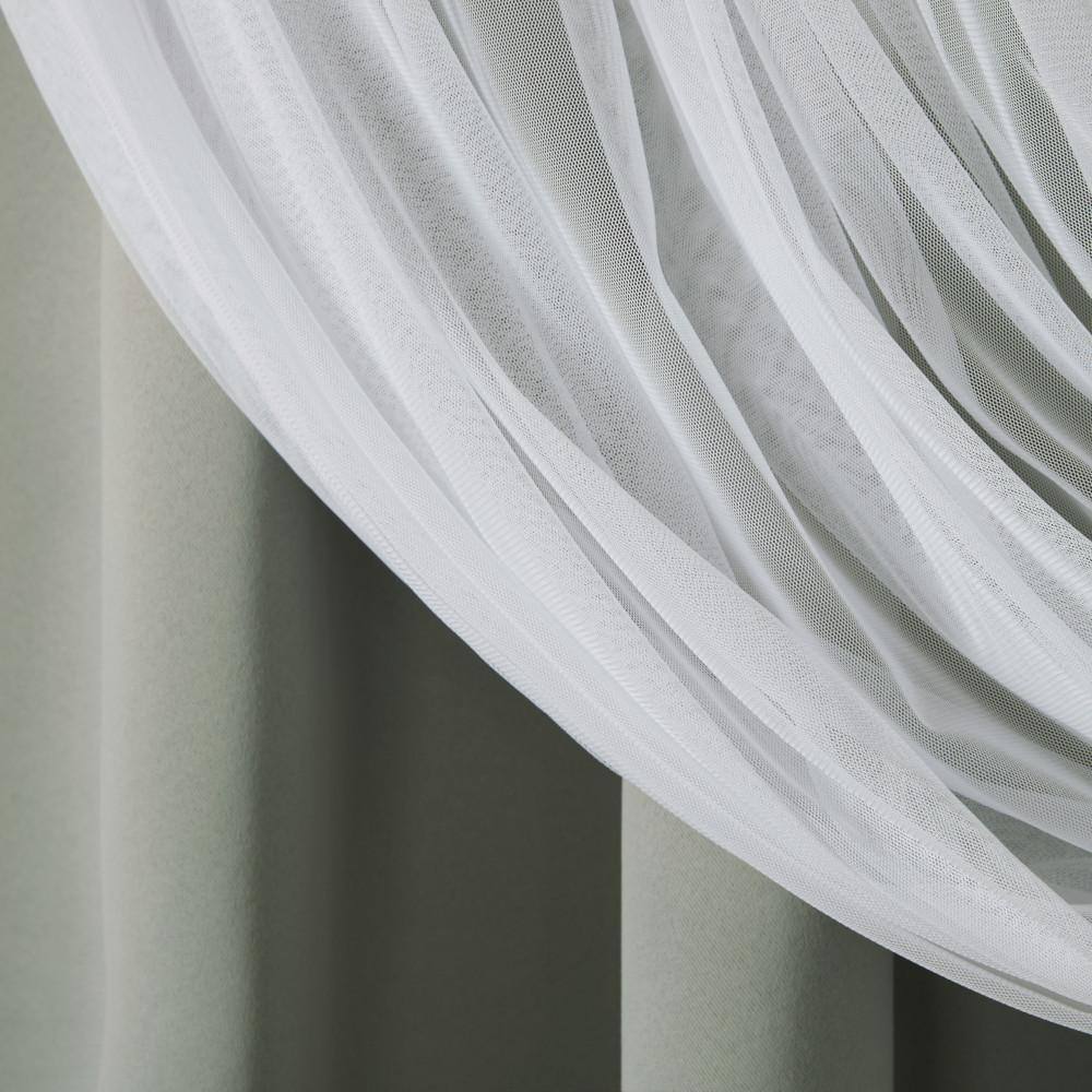 Soft Gray Double Layer Blackout and Sheer Grommet Curtains