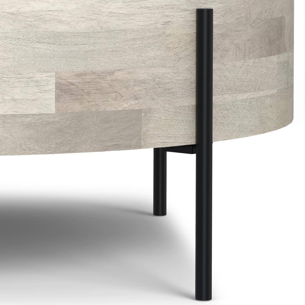 Rayburn White Wash Mango Wood and Metal Round Coffee Table