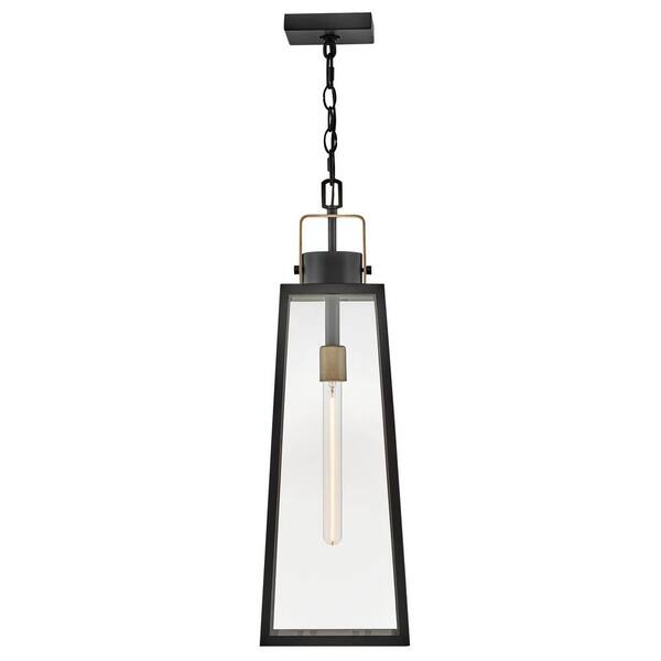 LARK - Hugh 27.25 in. 1-Light Black Outdoor Pendant Light