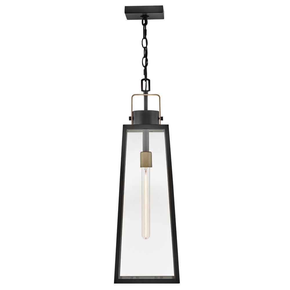 Hugh Large Black and Bronze Clear Glass Outdoor Lantern