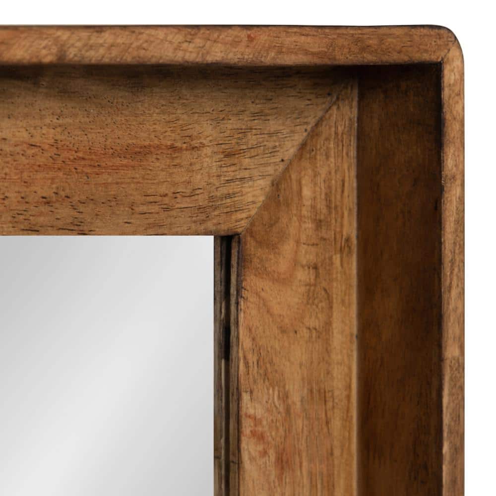 Medium Wood Rectangular Wall Mirror with Shelf