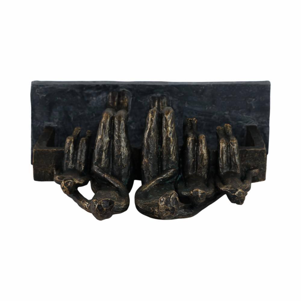Bronze Resin Family Sculpture 10" Wall Mounted