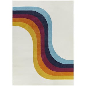 Caroline Cream 3 ft. 11 in. x 5 ft. 7 in. Abstract Area Rug