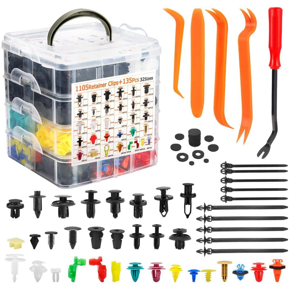 Car Retainer Clips and Fasteners Kit 1240-Pieces Universal Nylon Bumper Fender Rivets Door Panel Clips Removal Tool price history on PriceWatchPro