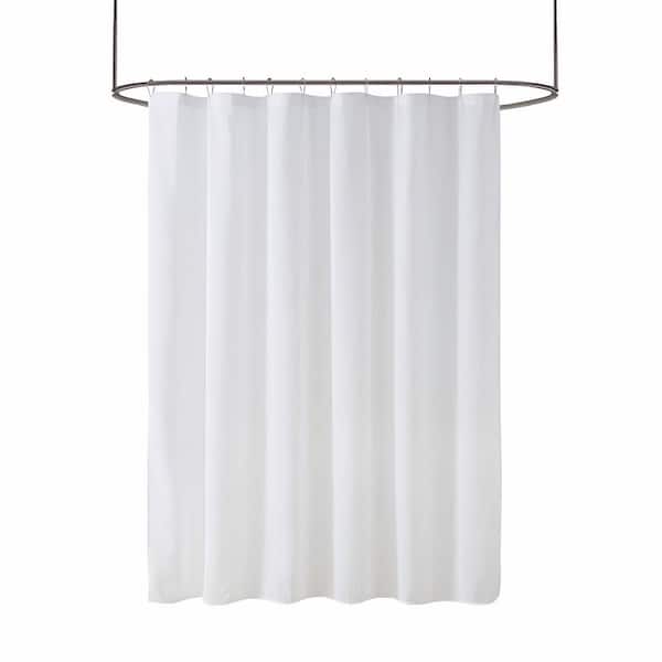 Sheer Solid 72 in. W x 72 in. L Polyester Shower Curtain in White