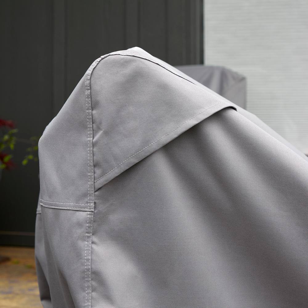 Gray Waterproof Outdoor Patio Sofa Cover with Sporty Webbed Accent