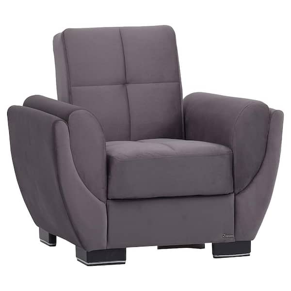 Ottomanson Basics Air Collection Convertible Grey Armchair with Storage