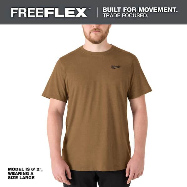 Men's Large Brown Cotton/Polyester Short-Sleeve Hybrid Work T-Shirt