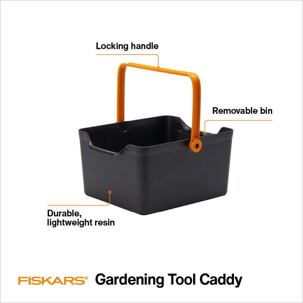 Black and Orange Recycled Plastic Indoor/Outdoor Garden Tool Caddy