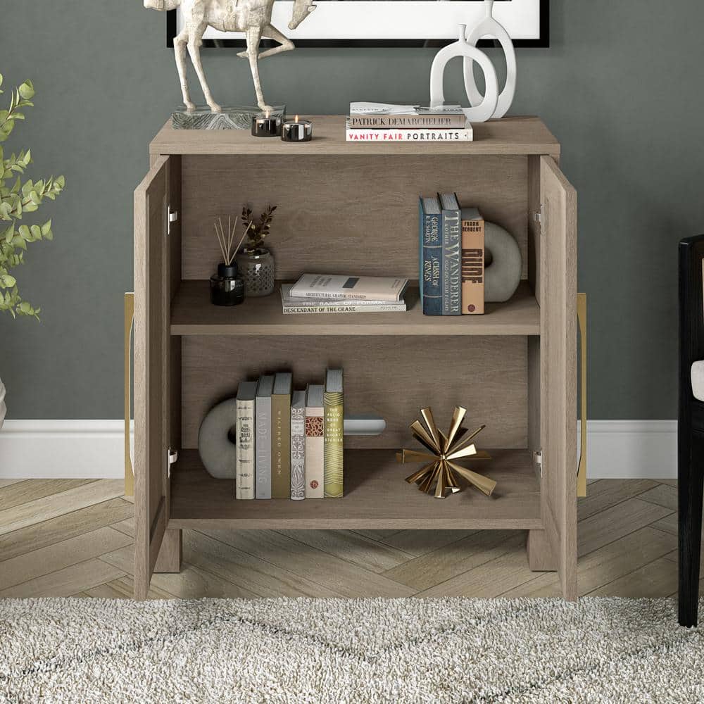 Antiqued Gray Oak 28" Adjustable Shelf Accent Cabinet
