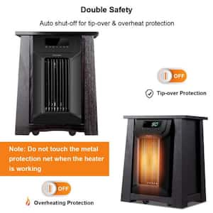 1500-Watt Black 8-Elements Caster Portable Electric Infrared Space Heater with 12H Timer, 4-Wheels