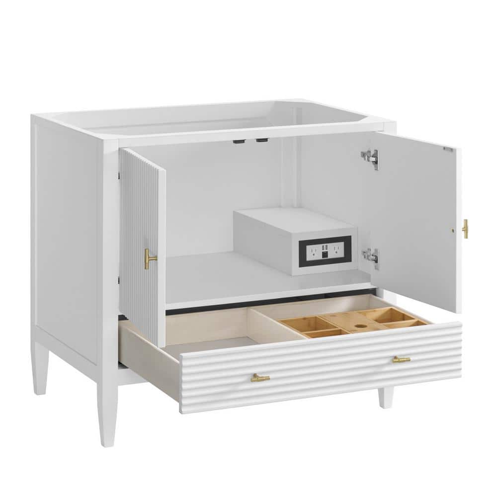 Myrrin 36" Bright White Plywood Single Bathroom Vanity