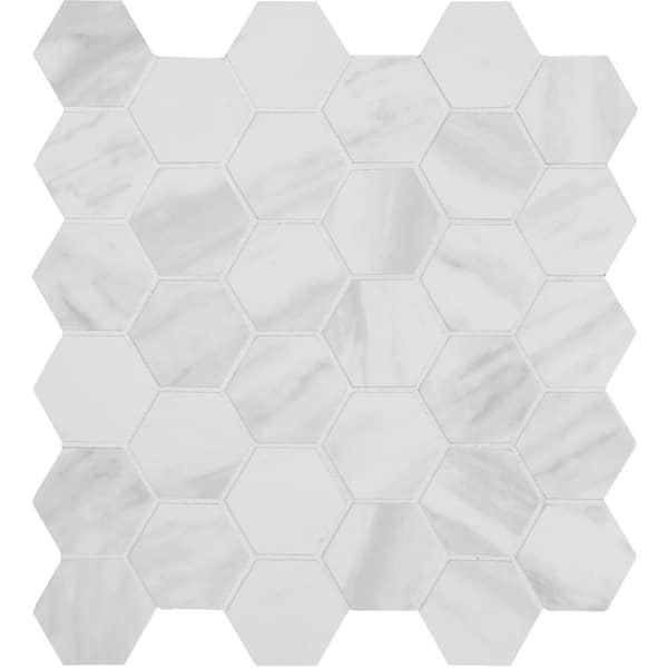 Exclusive         MSI      Kolasus White Hexagon 12 in. x 12 in. x 10mm Matte Matte Porcelain Mesh-Mounted Mosaic Tile (8 sq. ft. / case)