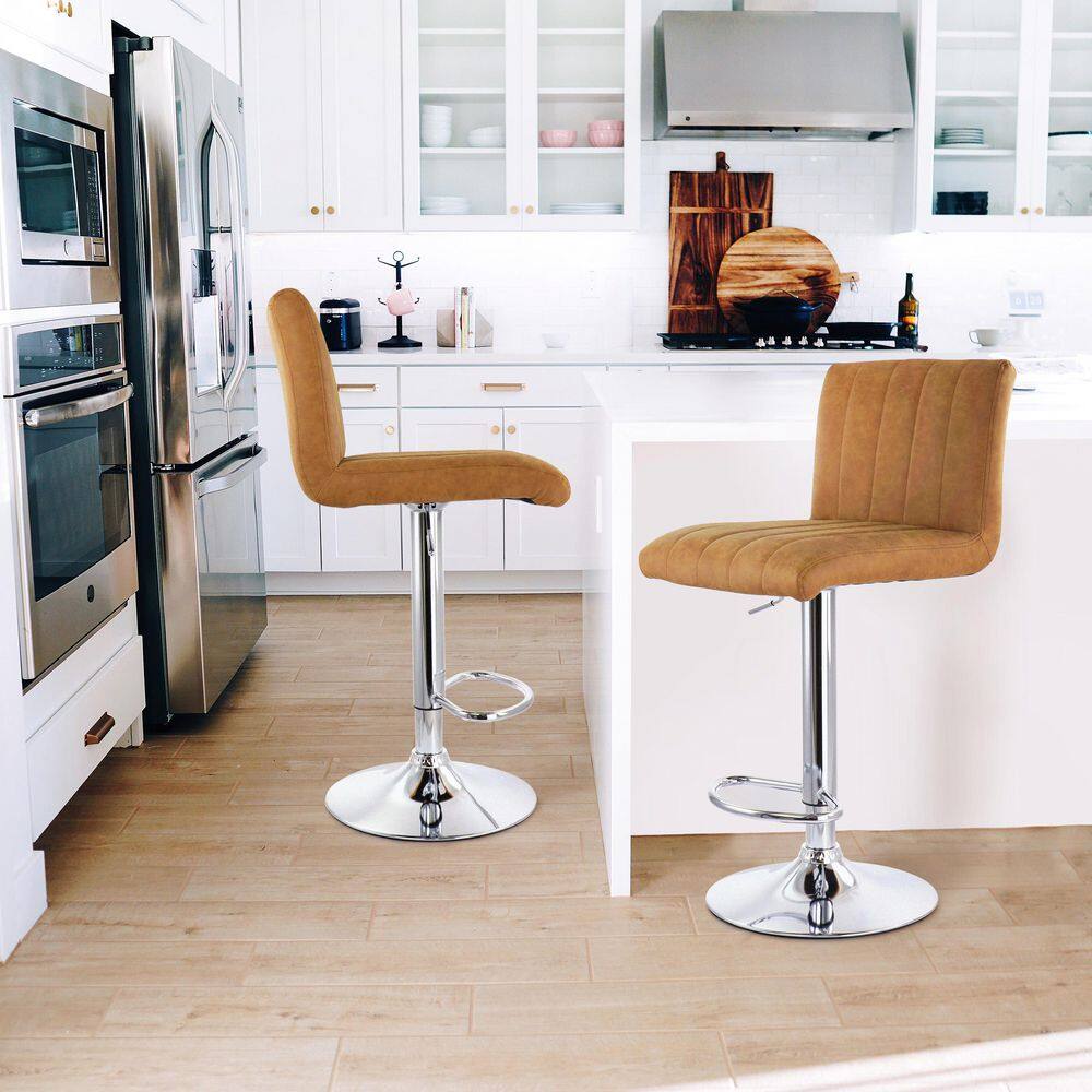 2 Piece 33 in.  Vintage Faux Leather Adjustable Bar Stool in Brown price history on PriceWatchPro