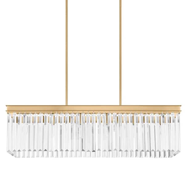 Home Decorators Collection North Falls 6-Light Gold Linear Pendant Light with Crystals