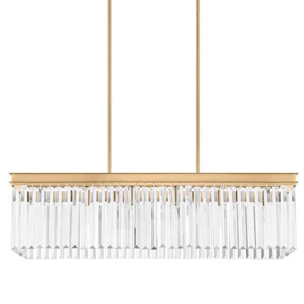 North Falls 6-Light Gold Linear Pendant Light with Crystals