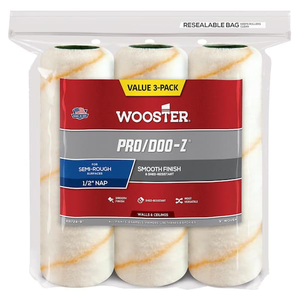 Wooster 9 in. x 1/2 in. Pro/Doo-Z High-Density Woven Roller Cover (3-Pack)